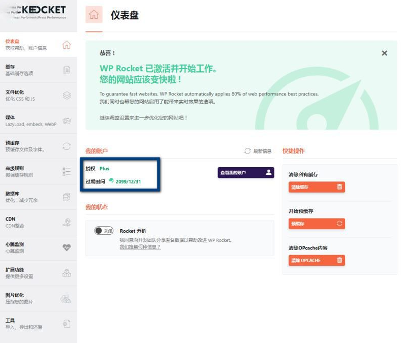 点击放大 WP Rocket 3.10.1 去广告已授权 安装即为增强版